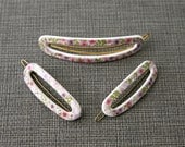 Vintage 60s French Barrettes- Floral Ovals