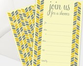 Gray and Yellow Vines Shower Invitation