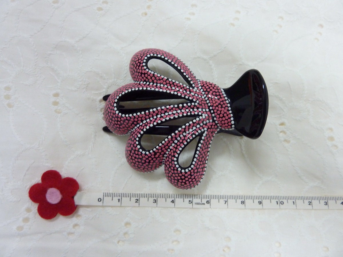50% OFF Handmade hair grip, hair clip, hair barrette, hair accessories: Pink and white mini dots