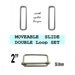 10 DOUBLE Loop SETS, 2 inch Moveable Sliders and 2 inch Split Rectangular Loops, Nickel Plate