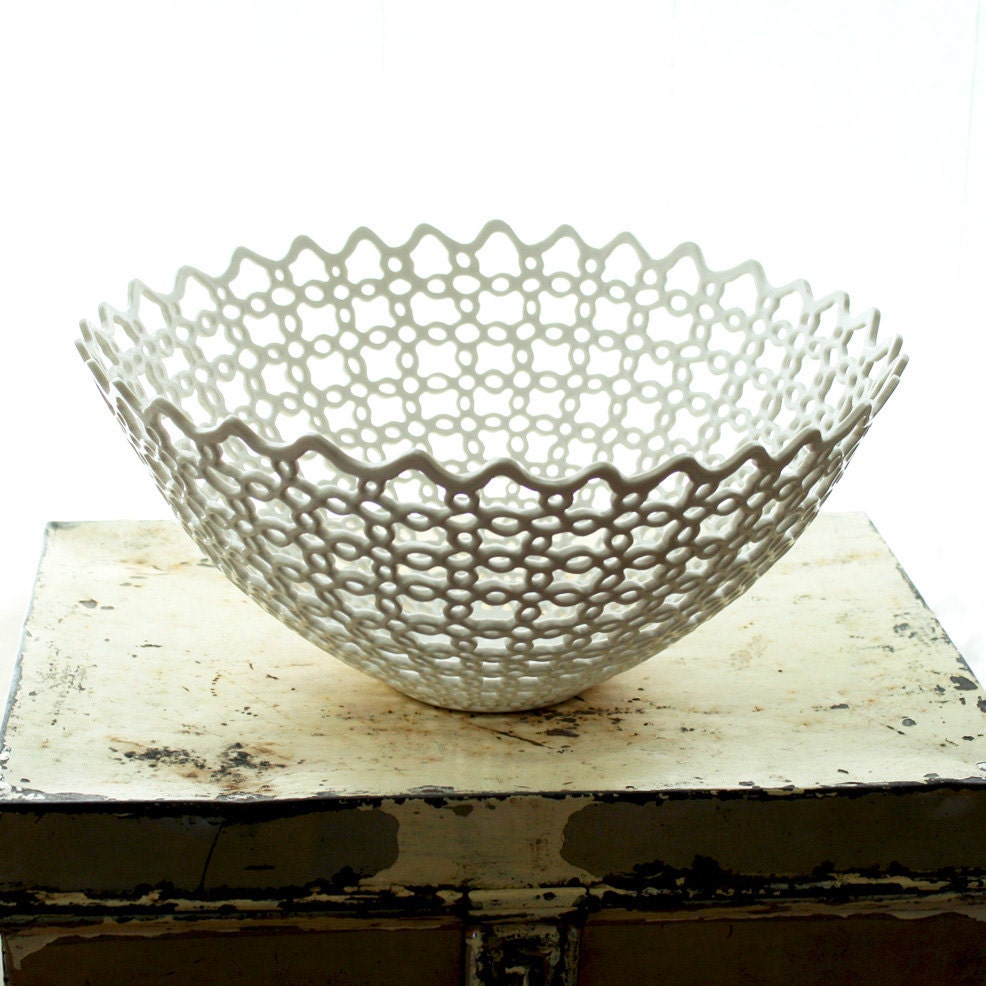 Carved Porcelain Fruit Bowl