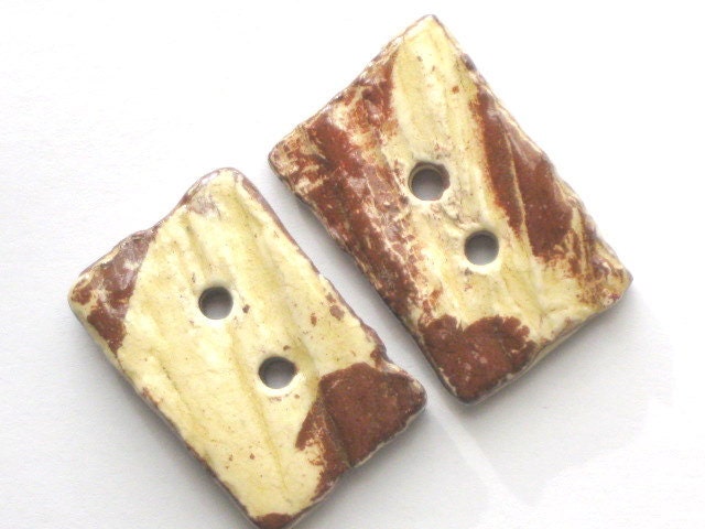Chipped Paint - 2 Handmade Earthenware Buttons