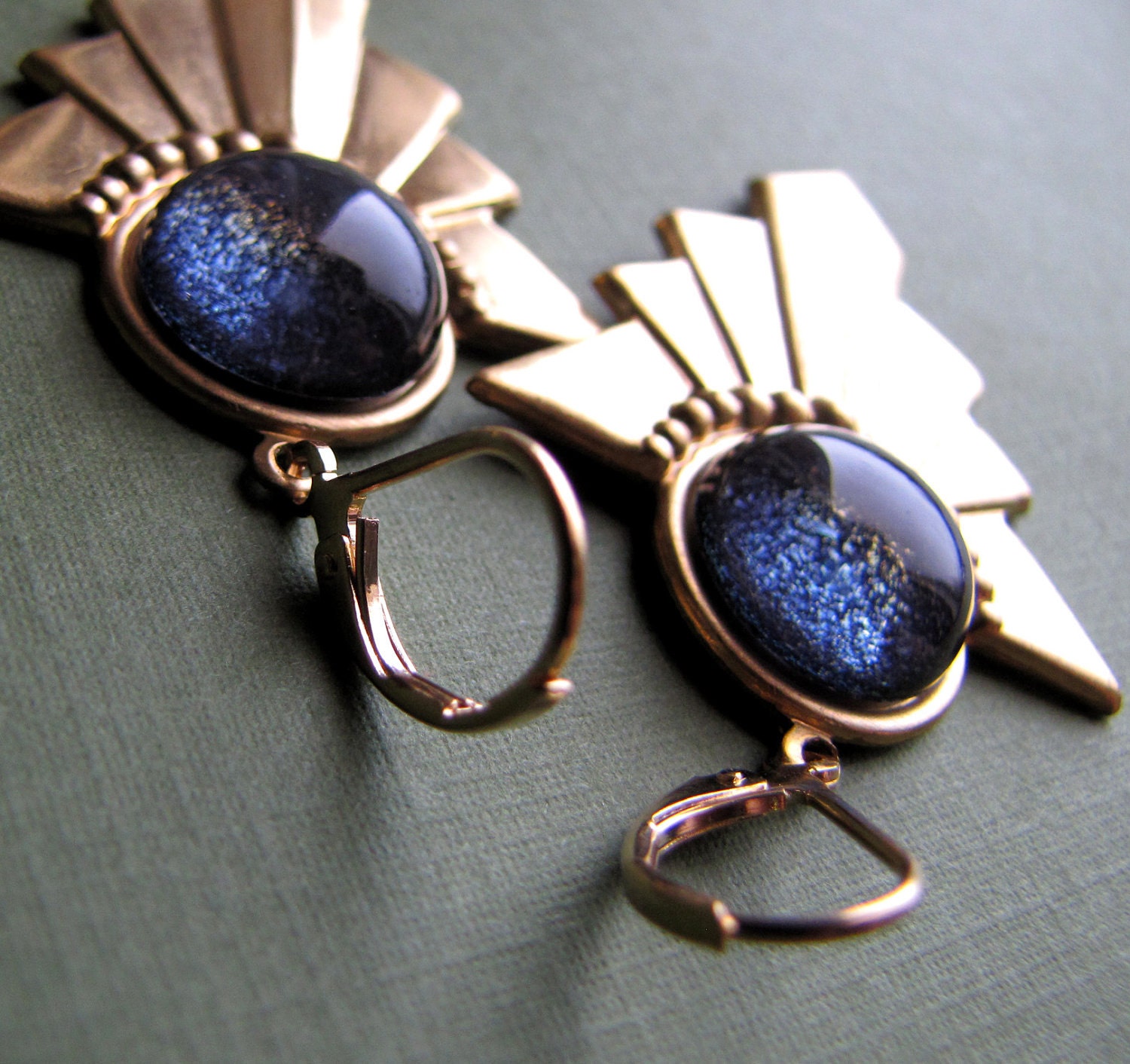 Starry Night Art Deco Earring - Gold Raw Brass