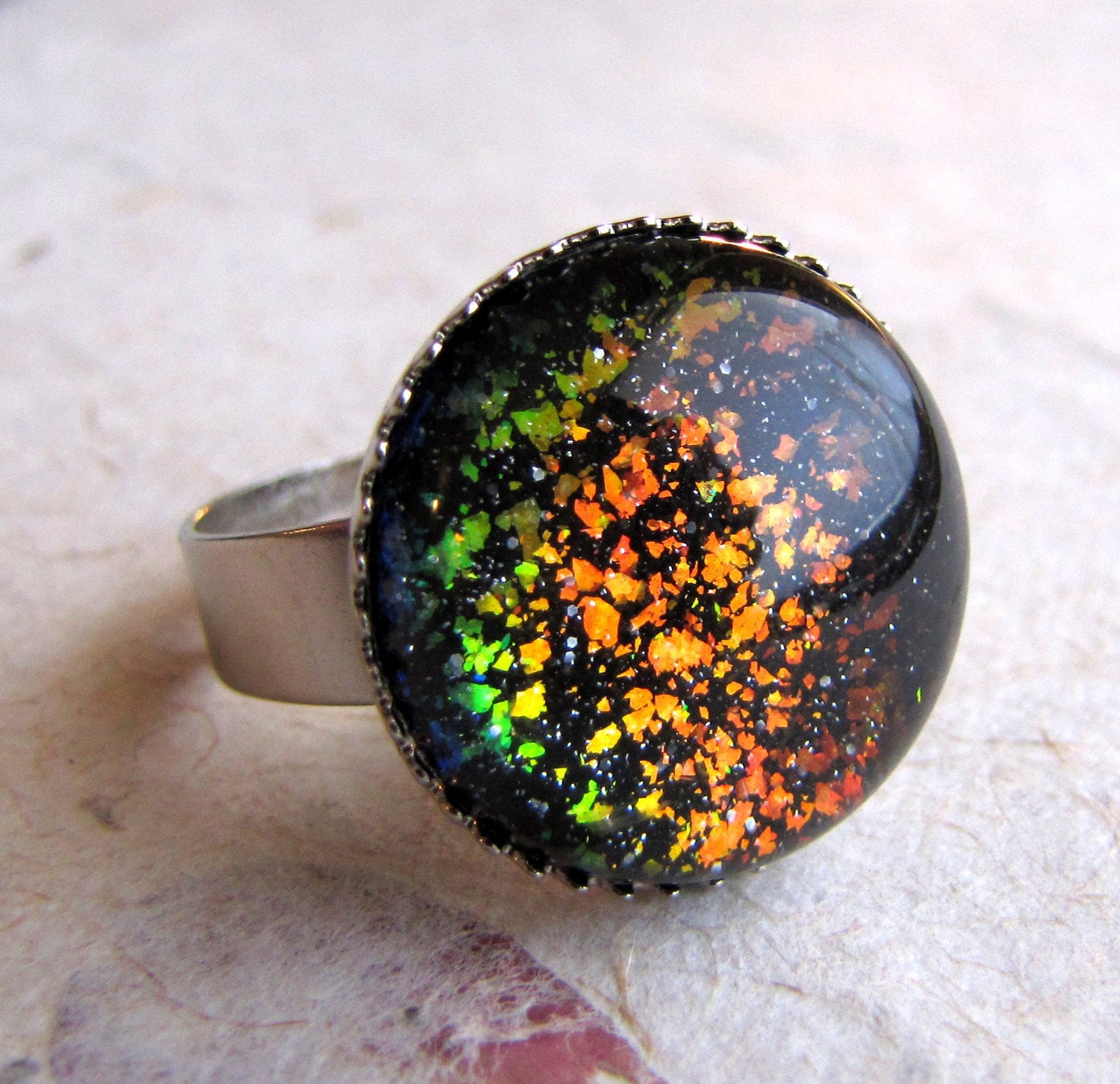 Molten Rainbow Ring in Silver