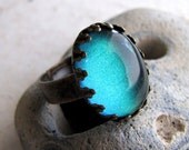 Tide Shimmer Ring - Antiqued Brass Crown Ring - Steampunk Ring