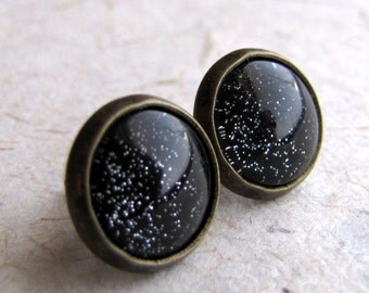 Blackest Night 10mm Antiqued Brass Post Earrings