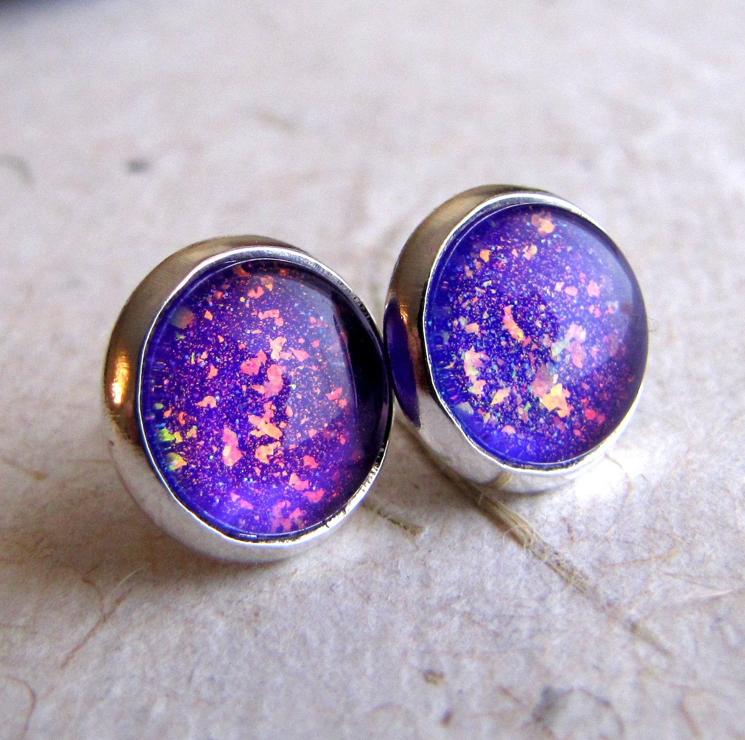 Violet Explosion 10mm Post Earrings