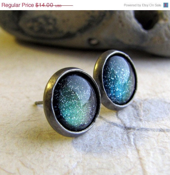 Northern Lights Earrings - Antiqued Silver Post Earrings