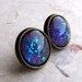 Rainbow Confetti 12mm Antiqued Brass Post Earrings