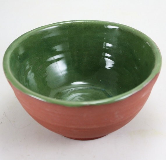 Items similar to Green Pottery Cereal Bowl Clearance Last One on Etsy