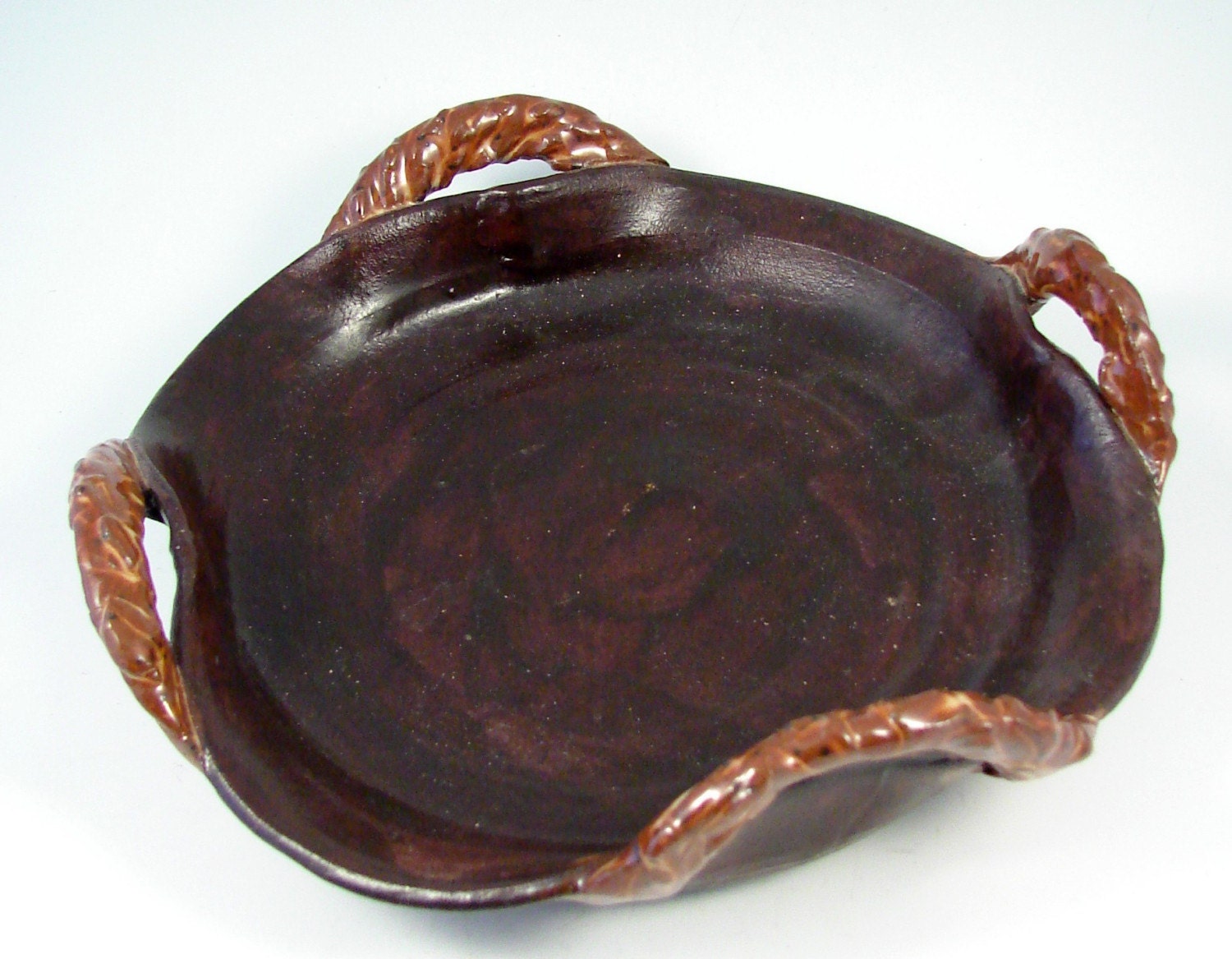 Serving Tray with Handles / Handmade Clay Wheel Thrown Stoneware Pottery