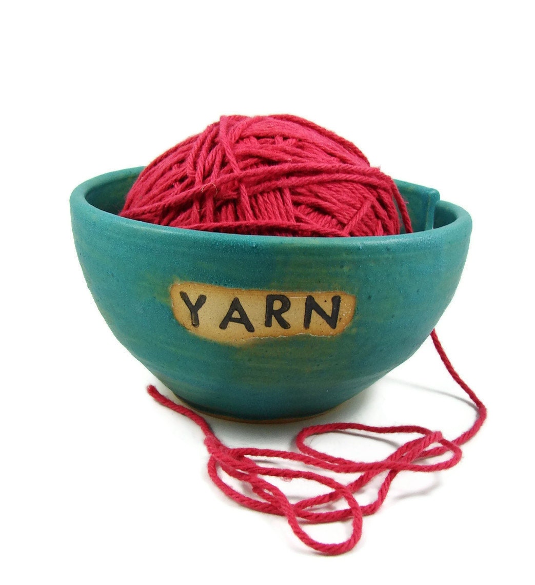 Custom Ceramic Yarn Bowl - Great Gift - Name Yarn Bowl - Personalized Stoneware Clay Pottery