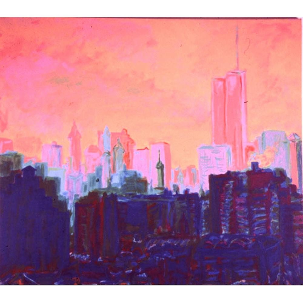 My View, April 2001  (An Original  Cityscape Painting on Canvas)  36 x 40 inches framed