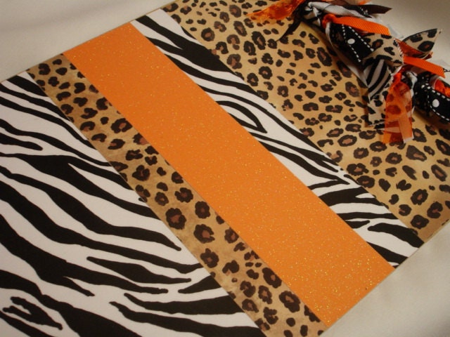 ANIMAL PRINT CLIPBOARD orange glitter