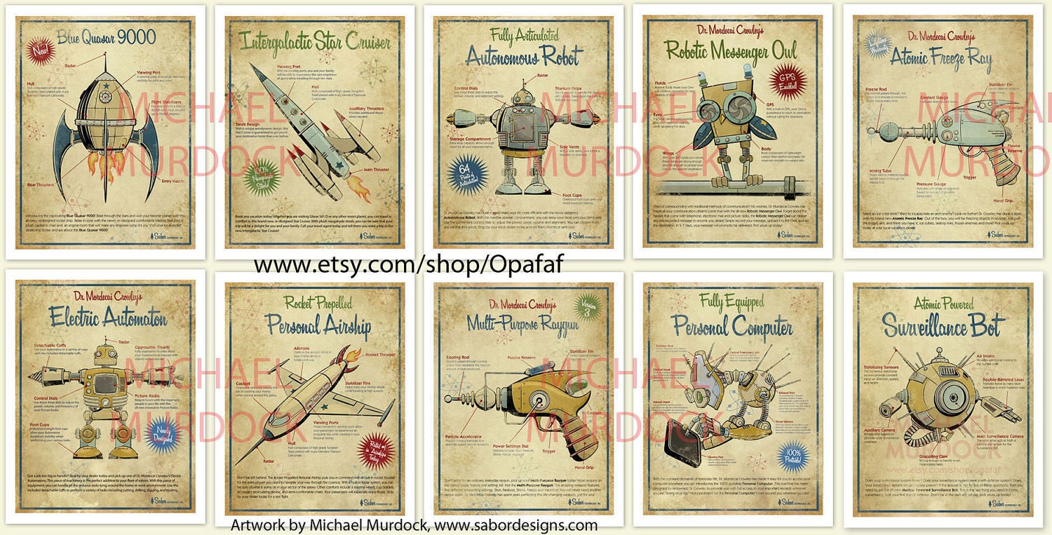 Retro Art Prints - 11x14 - 2 pack