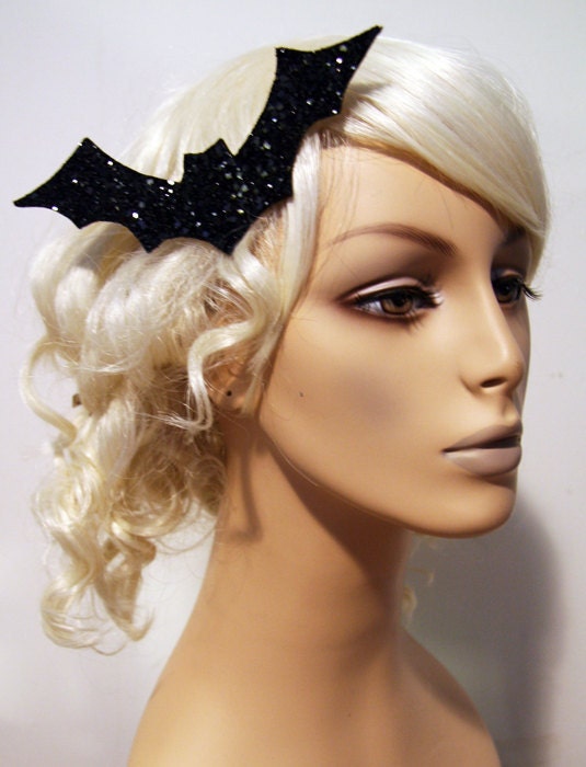 Bat Attack Glitter Hair Clip Accessory by Cutie Dynamite Rockabilly Cute Pinup