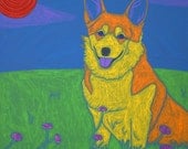 Dog Pop Art - Corgi Art Print - Sunny Disposition - Dog  Art Print by Angela Bond