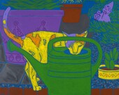 Cat Art Print - Pop Art - Garden Kitty - Pop Art by dogpopart