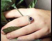 Sterling Silver Iolite Ring Size 7 Deep Sapphire Blue Solitare Wire Sculpted - IN STOCK