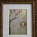 Love Beneath the Chili Pepper Tree (8x10 Print of bird family with two babies on a wire warm colors)