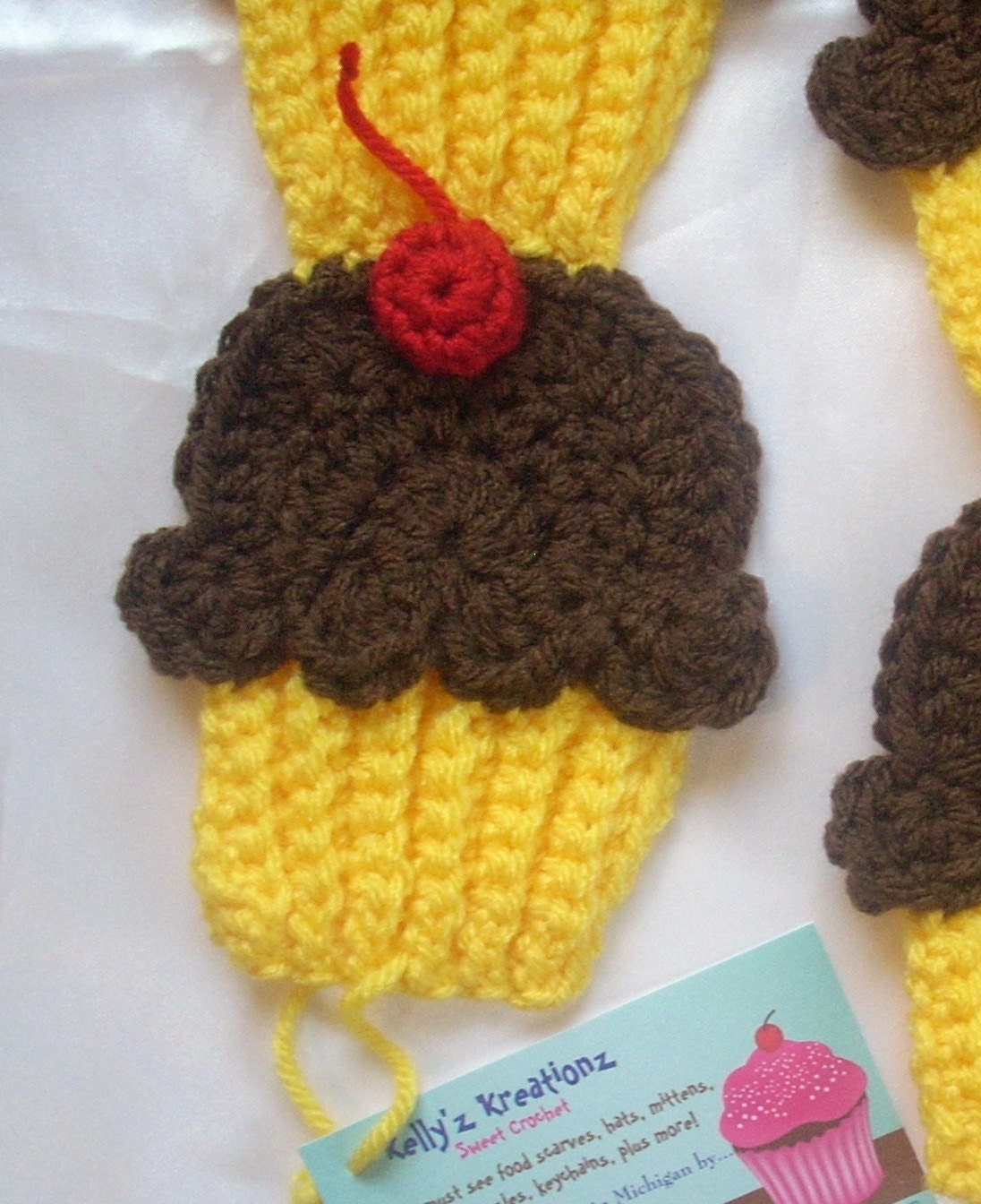 Yellow Cupcakes SCARF Chocolate Frosting 3D Cherry 70in. Super Soft Made To Order