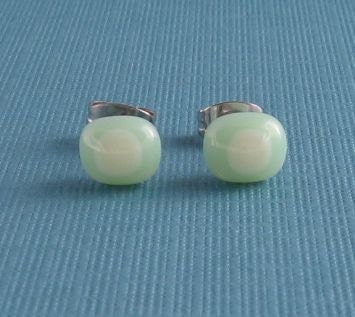 Fused Glass Post Earrings- Minty Jobs