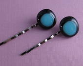 Fused Glass Bobbypins- Black and Blue