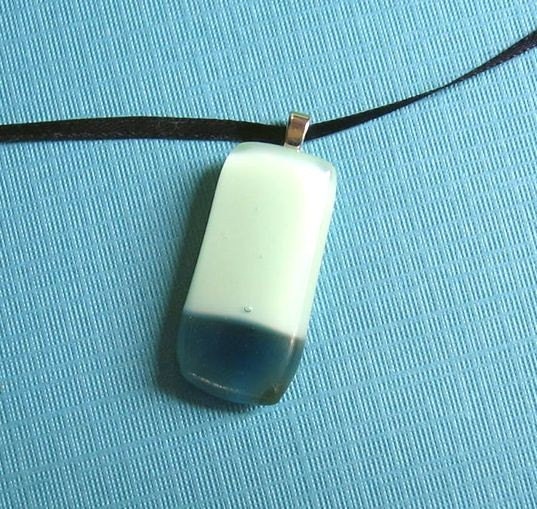 Glass Pendant Necklace- Blue Blue