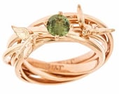 Custom Engagement Nest Ring 14k Rose Gold Green Sapphire