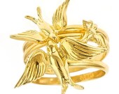 Mama Bird Baby Bird Daddy Bird Swallow Sterling Silver Ring