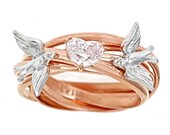 Custom Diamond Engagement Nest Ring SOLD GIA .54ct RARE Fancy Lt. Pink Heart Nest Ring 18k Rose and 18k Palladium