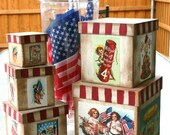 Set of 5 Altered Patriotic Boxes