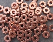 10 Greek Ceramic COPPER Metalized 6mm Tiny Gears - Flowers