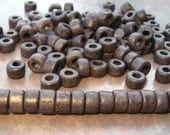 25 GRAPHITE Greek Ceramic 6x4mm Mini Tube Beads