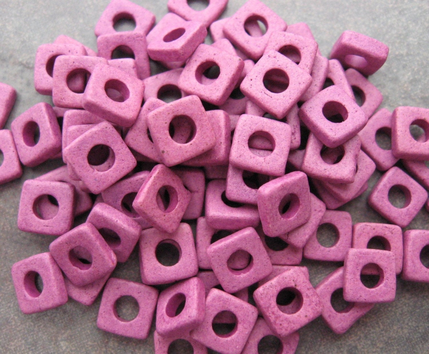 MAGENTA Mykonos Greek Ceramic Beads - 6mm SQUARE WASHER (25)