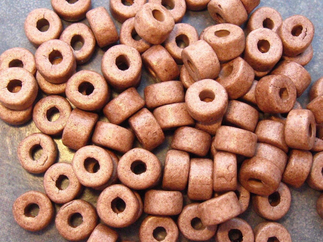 Greek Ceramic Beads - 25 MOCHA MINI TUBES 6x4mm Large Holed Beads