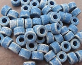 DENIM Mykonos Greek Ceramic Beads 6x4mm MINI TUBE (25)