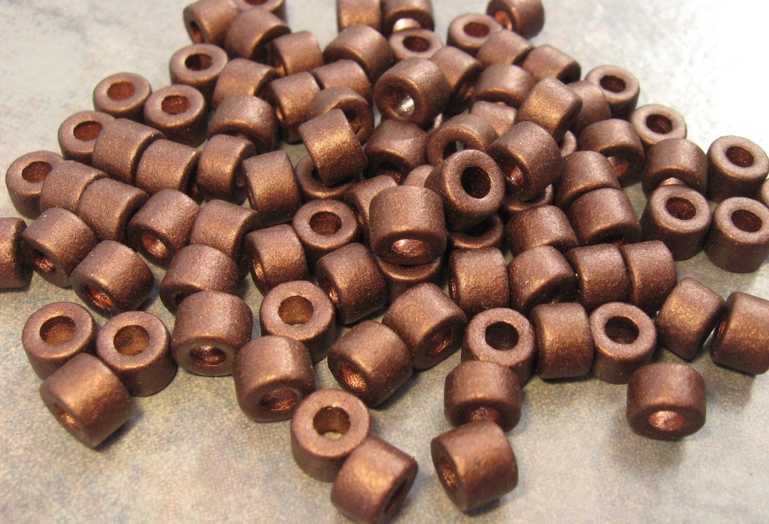 25 Greek Ceramic Beads 6x4mm COPPER EARTHY Mini Tube Rondelle Beads