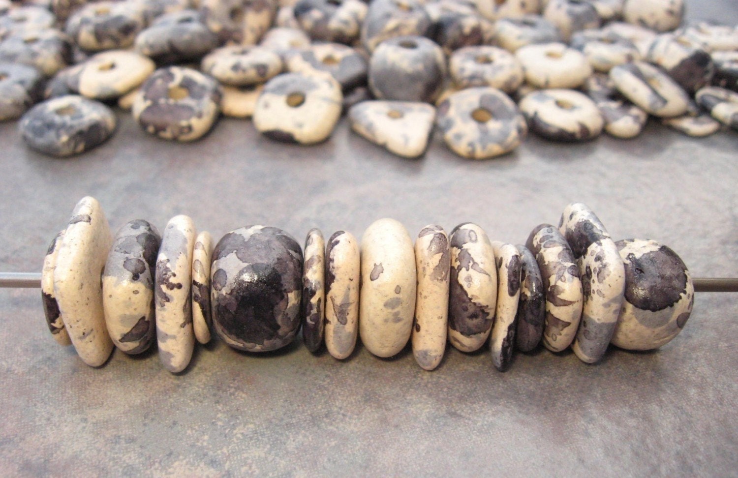10 ASHES PEBBLES - Greek Ceramic Beads