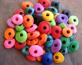10 Mykonos Greek Ceramic BRIGHT ASSORTMENT 13mm Cornflake Beads
