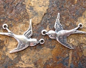 2 Trinity Brass Antique Silver Small Bird Connector East and West -  LOW SHIPPING