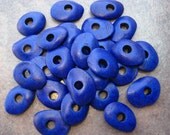 10 COBALT BLUE - Royal Blue Mykonos Greek Ceramic 13mm Cornflake Beads