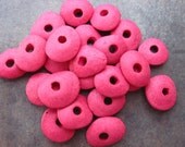 10 Mykonos Greek Ceramic CERISE 13mm Cornflake Beads