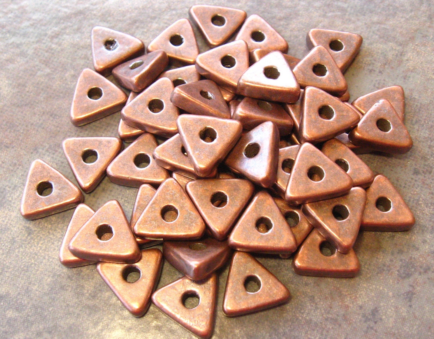 Mykonos Greek Ceramic Beads Metalized BRONZE TRIANGLE Beads - 10mm  (20)