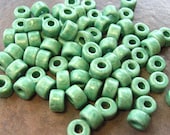 25 Greek Ceramic MINT GREEN Mini Tubes 6x4mm Large Holed Beads