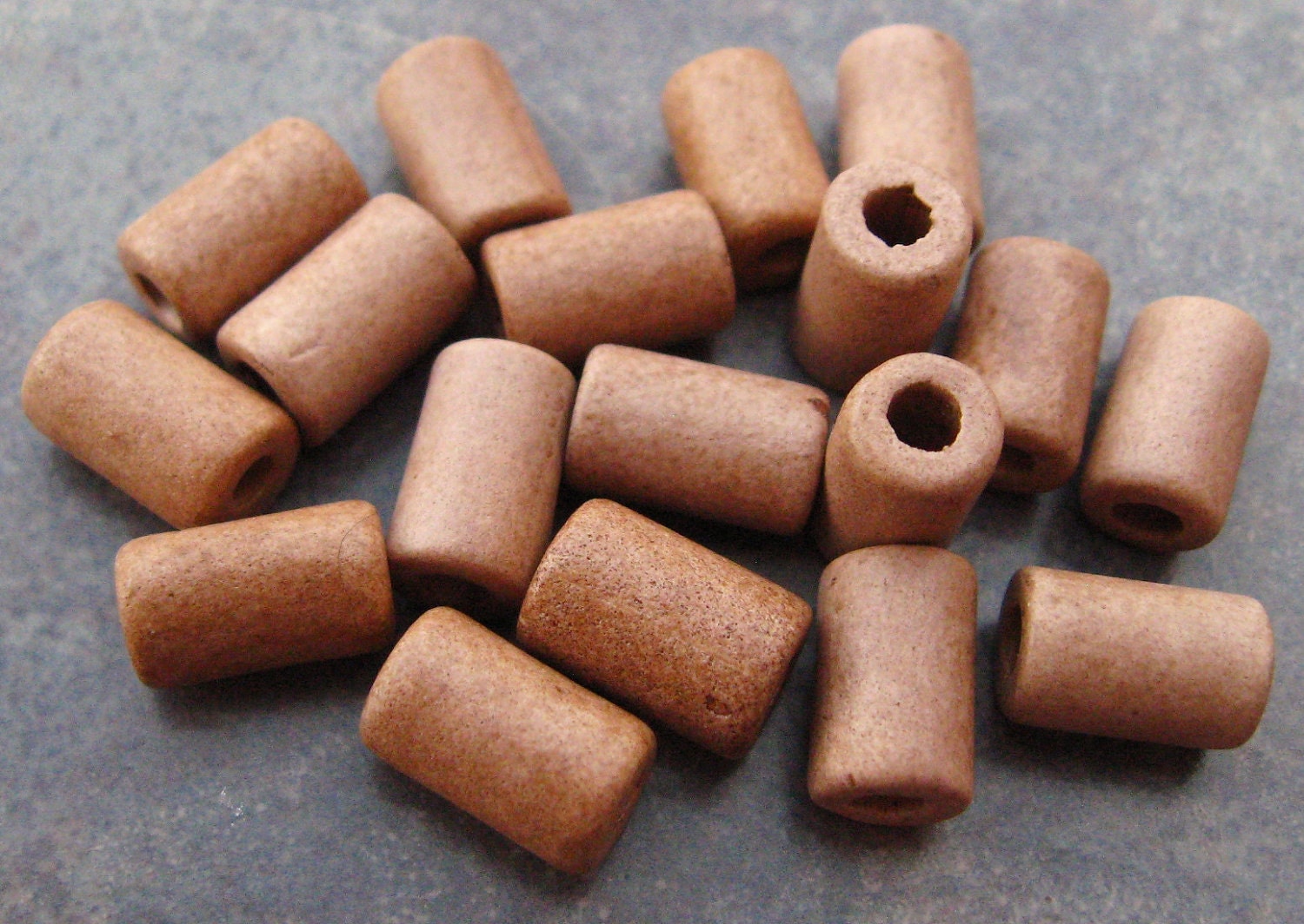 Mykonos Greek Ceramic Beads MOCHA 6x10mm Small Tube - Barrel (10)