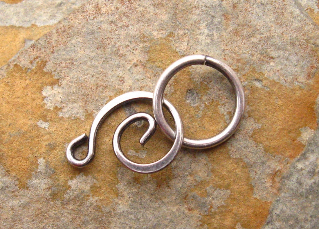 2 Swirl Clasp Sets - Hook and Eye Antique Silver  -  Trinity Brass Co. LOW SHIPPING