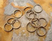 6 Etched Antique Gold 12mm Open Jumprings 16 Gauge -  Trinity Brass Co. LOW SHIPPING
