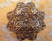1 Antique Gold Patina Filigree Petal Flower 40mm -  Trinity Brass Co. LOW SHIPPING
