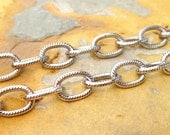 3 ft. Antique Silver Large Etched Cable Chain 9.5mm Trinity Brass - LOW SHIPPING